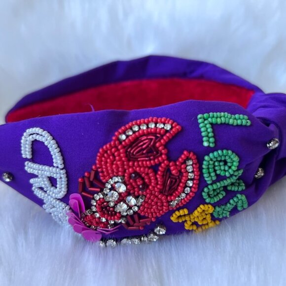 Let’s Go Cray Beaded Knotted Headband Carnival NOLA Vibes - Picture 6 of 7